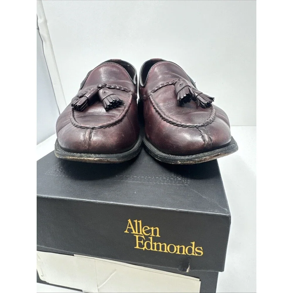Allen Edmonds The Adams Independence Collection Burgundy Loafers Tassle Sz 10 D